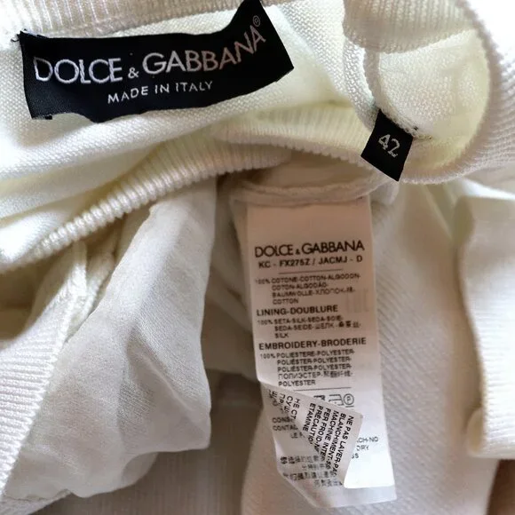 Dolce & Gabbana Small 42 White Cardigan Sweater Floral Knit